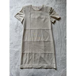 Jennifer Jeffries Minimalist Beige Two Texture Relaxed Vintage Shift Dress Sz 8